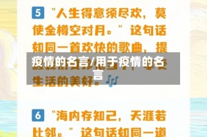 疫情的名言/用于疫情的名言