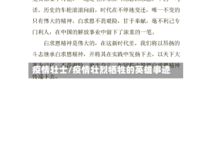 疫情壮士/疫情壮烈牺牲的英雄事迹