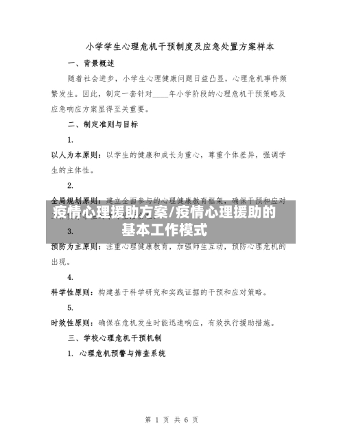 疫情心理援助方案/疫情心理援助的基本工作模式-第1张图片